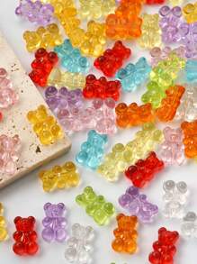 10入組/套樹脂透明可愛小熊糖形狀diy珠子混合珠寶製作配件 - 彩色 - 查看 2