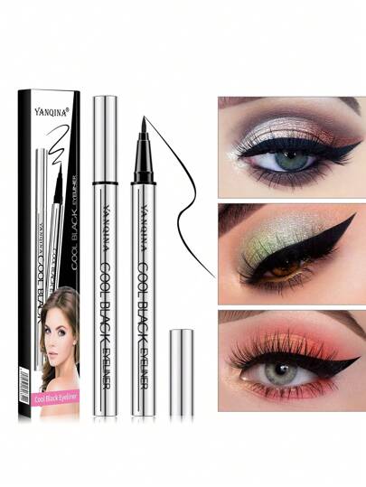 YANQINA 防水眼線筆4D蠶絲纖維苗條眼線帶平滑速乾液體眼線眼妝工具
