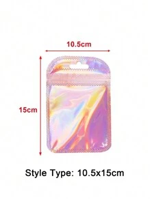 50pcs Rainbow Packing Bag Translucent Self Seal Pouches Iridescent Laser Zipper Bags For Glitter Charms Jewelry Earring Packaging