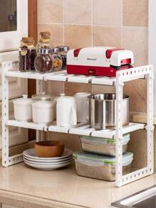 1 pieza ampliable fregadero estante Estante , ajustable cocina Organizador - Blanco - Ver 2