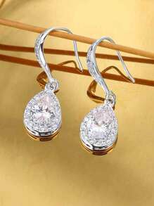 經典淚滴吊墜耳環女式新娘婚禮鍍銀耳環珠寶派對生日週年紀念禮物