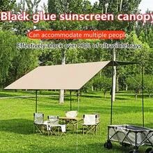 Outdoor Tent With Canopy For Camping And Hiking, Sun Shade Shelter With Black Silver Coating - Silver - View 6