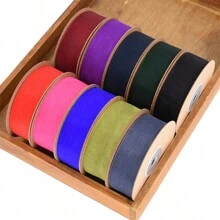 1捲10mm寬50碼長的透明有機薄紗緞帶,適用於包裝花禮/髮帶/手工藝品材料