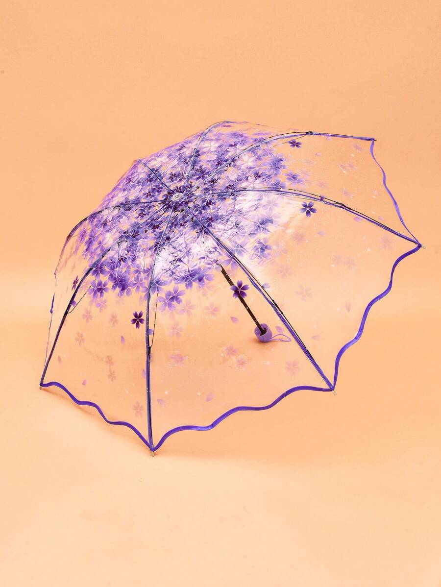 1 pieza Paraguas con patrón floral - transparente - Ver 1