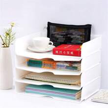 Transparent Acrylic Desktop Organizer, Multi-layer Stackable File Rack, Three-tier Shelf With Dividers For Office Supplies And Stationery, Including A4 Files, Folders, Baskets, Trays And Display Shelves - White - View 4