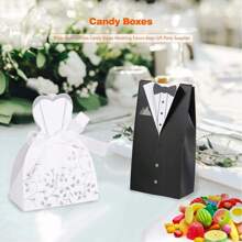 50pz Dulceros Para Boda, Cajitas Cajas Novios, Dulces - Negro - Ver 5