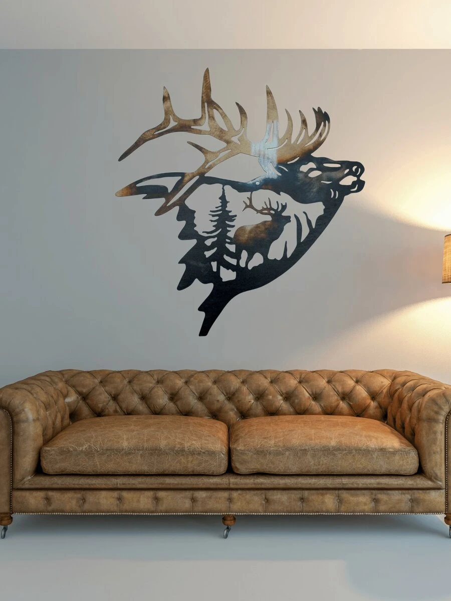 Bức tranh tường hình bóng rỗng bằng sắt đen 26cm/28cm thích hợp để trang trí tường phòng ngủ văn phòng tại nhà, đồ trang trí treo tường - Màu xanh hải quân - Xem 1