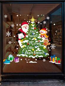 1 Miếng Giáng sinh Trang trí Hoạt hình Con hươu Ông già Noen Giấy dán kính Đối với Phòng khách , Cửa sổ Và Cây thông noel Đồ trang trí - Nhiều màu - Xem 2