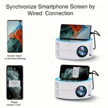 ZZPQVT Christmas Mini Projector, Cartoon Portable Projector, Outdoor Movie Projector, Led Video Projector, Support Mobile Phone Screen Mirroring, Home Theater Projector, With Usb Interface - Blue and white - View 4