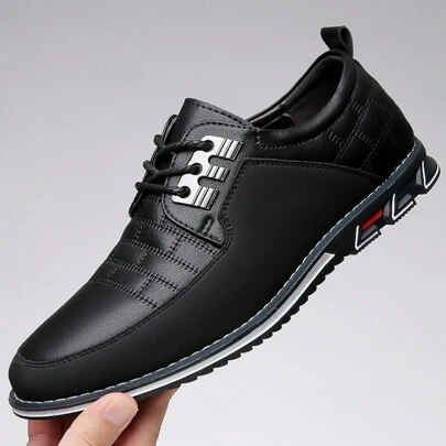 Men's Plaid Embroidery Business Casual Shoes