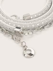 Ing 女士时尚钻石腰链，欧美风个性化百搭腰链款式，适合日常佩戴 - 白色 - 查看 2