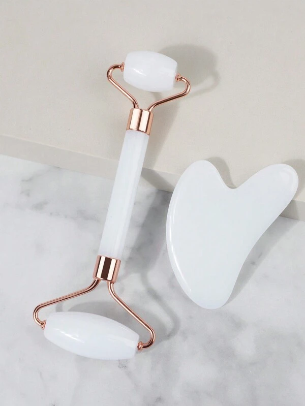 2pcs/Set Resin Massage Set With Jade Roller, Scraping Massage Board, Eye And Face Massage Rod