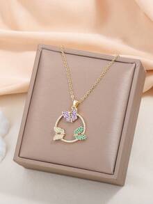 1條時尚經典18k鍍金銅製&蝴蝶吊墜項鍊,適用於女性日常佩戴