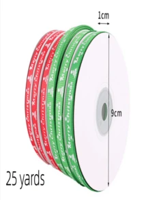 1 件紅色聖誕印花聚酯纖維絲帶蝴蝶結手工藝品,適合婚禮、派對、diy 禮品包裝裝飾 - 紅色 - 查看 6