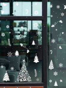 1 Miếng Đơn giản Cây thông noel & Bông tuyết Giấy dán tường - trắng - Xem 3