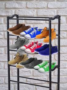 Zapatera de Metal con Estantes divididos Mueble Organizador Zapatos - Organizador Multifuncional de 10 Niveles - Blanco y Negro - Ver 2