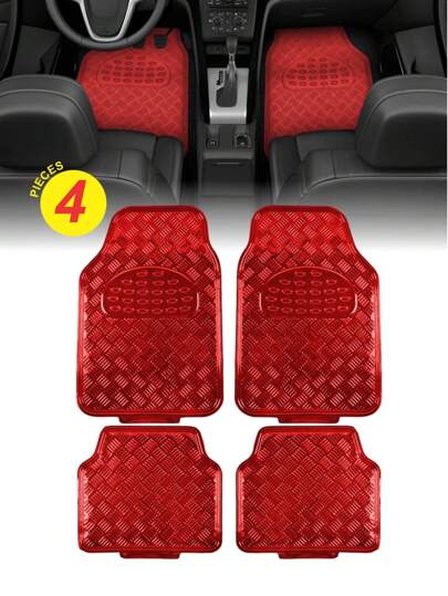 Set tapetes interiores alfombras antidezlizantes acabado Aluminio PVC juego completo para coche