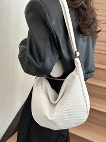 2pcs/set Women's Large Capacity Shoulder Bag & Coin Purse With Letter Print - Beige - View 5