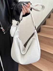 2pcs/set Women's Large Capacity Shoulder Bag & Coin Purse With Letter Print - Beige - View 4