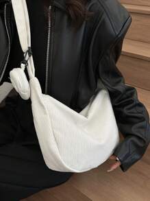 2pcs/set Women's Large Capacity Shoulder Bag & Coin Purse With Letter Print - Beige - View 6