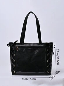 Women's Large Capacity Transparent Cute Sweet Bowknot Design Handbag, Tote Bag, Shoulder Bag For Commute - Black - View 4