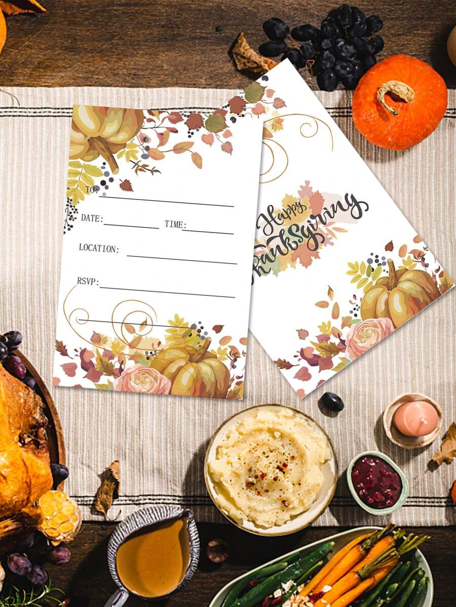 20 張感恩節主題派對邀請卡、節日賀卡 - 彩色 - 查看 1