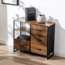 Duhome Fabric Drawer Dresser, Storage Table Drawer with Wooden Top For Bedroom Living Room