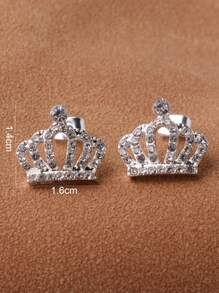 1 对水钻皇冠耳钉，多种颜色可选，女士情人节耳环、妈妈、母亲、母亲节、礼物 - 銀色 - 查看 4