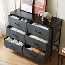 Sweetcrispy Dresser For Bedroom, 6 Drawers Dressers And Chests Of Drawers, TV Stand For Bedroom With Fabric Drawers, Kids Dresser Fabric Storage Dresser For Living Room - Grey - View 3