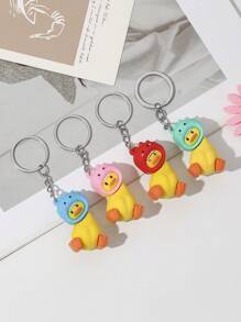 4pcs Cute 3d Dinosaur & Duck Shaped Keychain Pendant - Multicolor - View 2