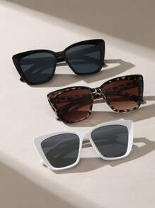 Bộ 3 chiếc kính mắt mèo nữ, thích hợp sử dụng hàng ngày, du lịch, chụp ảnh, phong cách cổ điển, phù hợp cho mùa hè, đi biển, các hoạt động ngoài trời và du lịch. - Nhiều màu - Xem 3