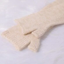 1套女士針織手臂暖器配指套,適用於手腕、手臂和肘部保暖,具歐美風格的時尚袖套罩