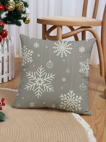 4入組聖誕主題字母紋枕頭套,現代風格亞麻布手繪印花靠墊套,適用於沙發客廳家居裝飾 - 灰色 - 查看 5