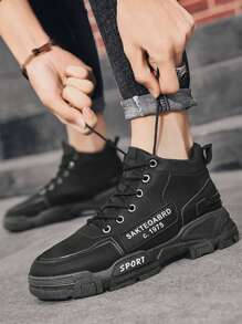 Botas De Motociclista De Moda De Hombre De Estilo Británico De Alta Gama Con Cordones, Zapatos Cómodos, Adecuados Para Otoño E Invierno - Negro - Ver 2