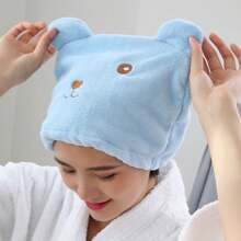 1 cái/2 cái Mũ làm khô tóc hình gấu hoạt hình, khăn lau thấm nước bằng sợi nhỏ, nhanh khô, mũ tắm để lau tóc và khăn xếp - Nhiều màu - Xem 1