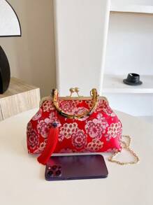 防水复古亚克力手提小方包新款夹扣流苏单肩链条女式斜挎包百搭晚宴刺绣旅行手机包