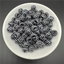 20入組運動橄欖球網球籃球足球排球珠子空格壓克力珠子,用於製作手鍊項鍊 - 彩色 - 查看 21