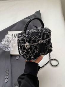 多功能女士斜挎包,2023春夏新潮流鏈條肩背包 - 黑色 - 查看 1