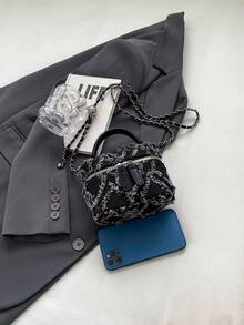 多功能女士斜挎包,2023春夏新潮流鏈條肩背包 - 黑色 - 查看 3