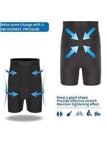 Mens Shapewear Tummy Control Shorts Faja de cintura alta Boxer Briefs Ropa interior de compresión - Negro - Ver 4