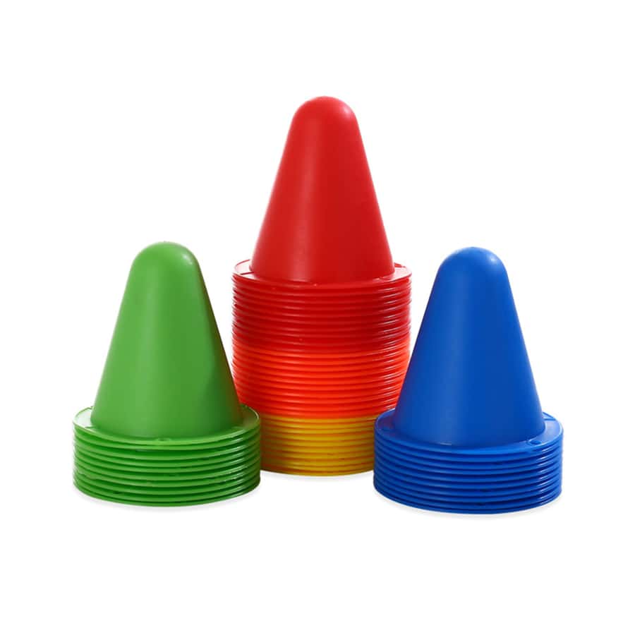 10 件裝滑冰訓練錐體、防風滑冰訓練障礙、直排輪滑障礙、腳印訓練、障礙路線標記、用於平花樁訓練、杯鑽 - 彩色 - 查看 1