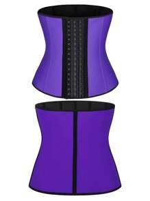 Sports Outdoor 1pc Three Layers 9 Steel Bones Purple Latex Waist Trainer With Broad Strap Buckle, Rubber Body , Corset For Sports Waist Training Shapewear Waist Trainer Corset