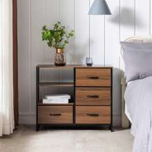 Duhome Fabric Drawer Dresser, Storage Table Drawer with Wooden Top For Bedroom Living Room