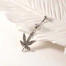 1 pieza Anillo de ombligo completo con diamantes de imitación y colgante de hoja de arce, diseño sexy, para satisfacer la joyería de perforación de las mujeres. El mejor regalo para cumpleaños, Navidad, aniversario, San Valentín, boda, trabajo, fiesta de baile, fiesta de Halloween, etc., mamá, madre, Día de la Madre, regalo