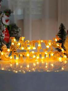 1入組”merry Christmas”字母裝飾燈,led電池式聖誕節燈飾,聖誕節假期室內外裝飾燈,可用於陽台花園草坪聖誕樹門廊車庫庭院,營造溫馨美麗的氛圍