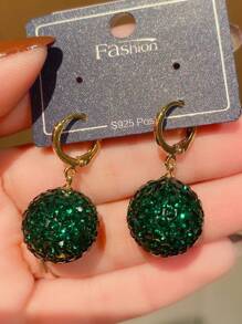 yijiangbeiting 2入組時尚合金鑲鑽球形耳扣,適合女性的日常配飾