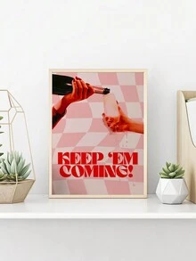 1入組,雞尾酒相聚的玻璃畫布壁畫,粉紅酒杯藝術印刷圖片,家居裝飾壁畫,俱樂部、餐廳、酒吧、客廳臥室裝飾,現代藝術繪畫,無框畫布油畫