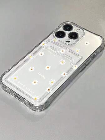 XAF 1入組花朵彩色聖誕老人 TPU 手機殼，配有卡插槽和防震保護，適用於 iPhone 15、iPhone 15 Pro、iPhone 15 ProMax