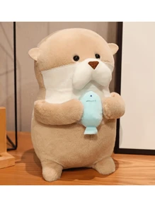 兩種尺寸的可愛海獭毛絨玩具，柔軟的海獺填充動物毛絨玩偶，海獺毛絨掛件，可愛棕色海獭毛絨娃娃，兒童女孩生日禮物，包包裝飾，萬聖節裝飾，聖誕節慶祝活動用品，情人節禮物 - 杏色 - 查看 5