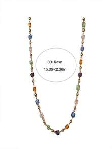 彩虹水晶珠項鍊,夏季鎖骨項鍊時尚優雅配飾禮物,適合送給女孩的聖誕禮物